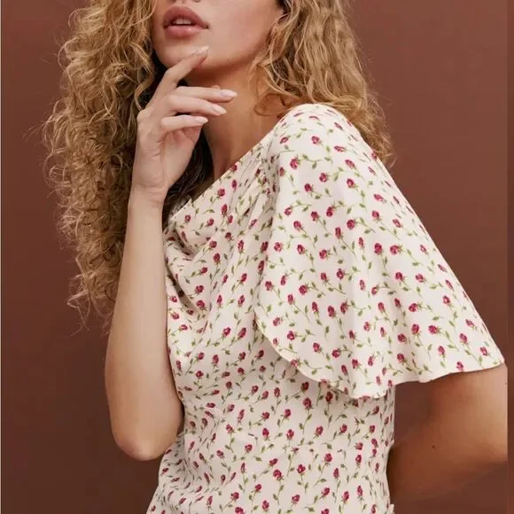 Reformation Lassie Floral Cream Dress size 8 - Picture 4 of 7